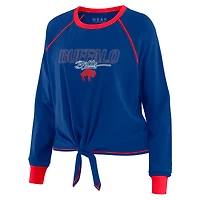 T-shirt à manches longues noué sur le devant pour femme WEAR by Erin Andrews Royal Buffalo Bills