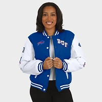 Women's WEAR by Erin Andrews Royal Buffalo Bills Varsity Full-Snap Puffer Jacket