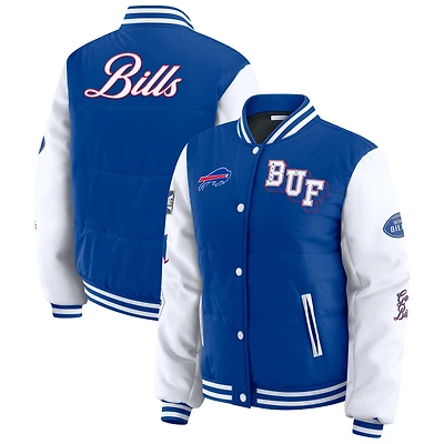 Women's WEAR by Erin Andrews Royal Buffalo Bills Varsity Full-Snap Puffer Jacket