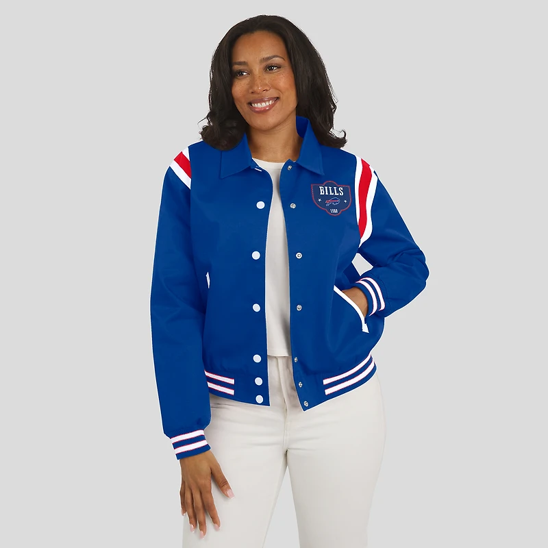 Women's WEAR by Erin Andrews Royal Buffalo Bills Varsity Lightweight Full-Snap Jacket