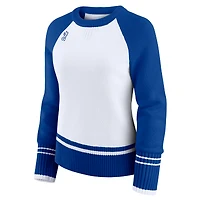 Women's WEAR by Erin Andrews White/Royal Buffalo Bills Colorblock Raglan Sweater