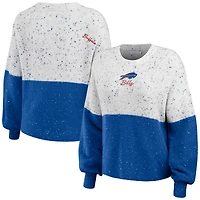 WEAR by Erin Andrews Pull léger à blocs de couleurs pour femme, blanc/Royal Buffalo Bills