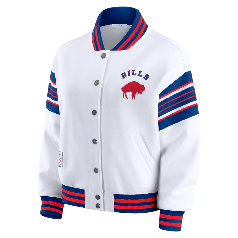 Women's WEAR by Erin Andrews White Buffalo Bills Full-Snap Fleece Sweatshirt Jacket