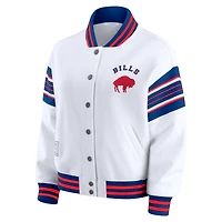 Women's WEAR by Erin Andrews White Buffalo Bills Full-Snap Fleece Sweatshirt Jacket