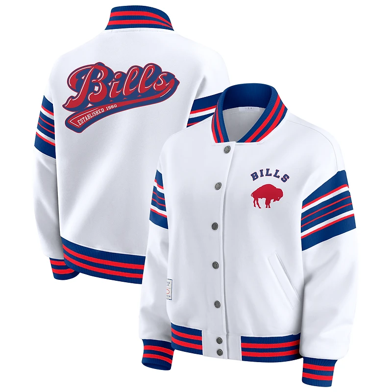 Women's WEAR by Erin Andrews White Buffalo Bills Full-Snap Fleece Sweatshirt Jacket