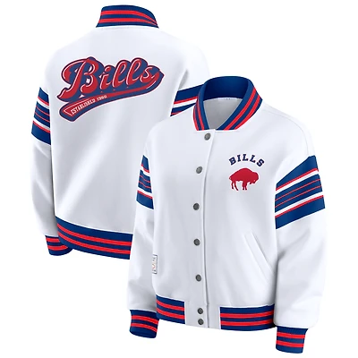 Women's WEAR by Erin Andrews White Buffalo Bills Full-Snap Fleece Sweatshirt Jacket