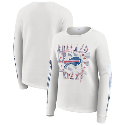 Women's WEAR by Erin Andrews  White Buffalo Bills Graphic Waffle Long-Sleeve T-Shirt