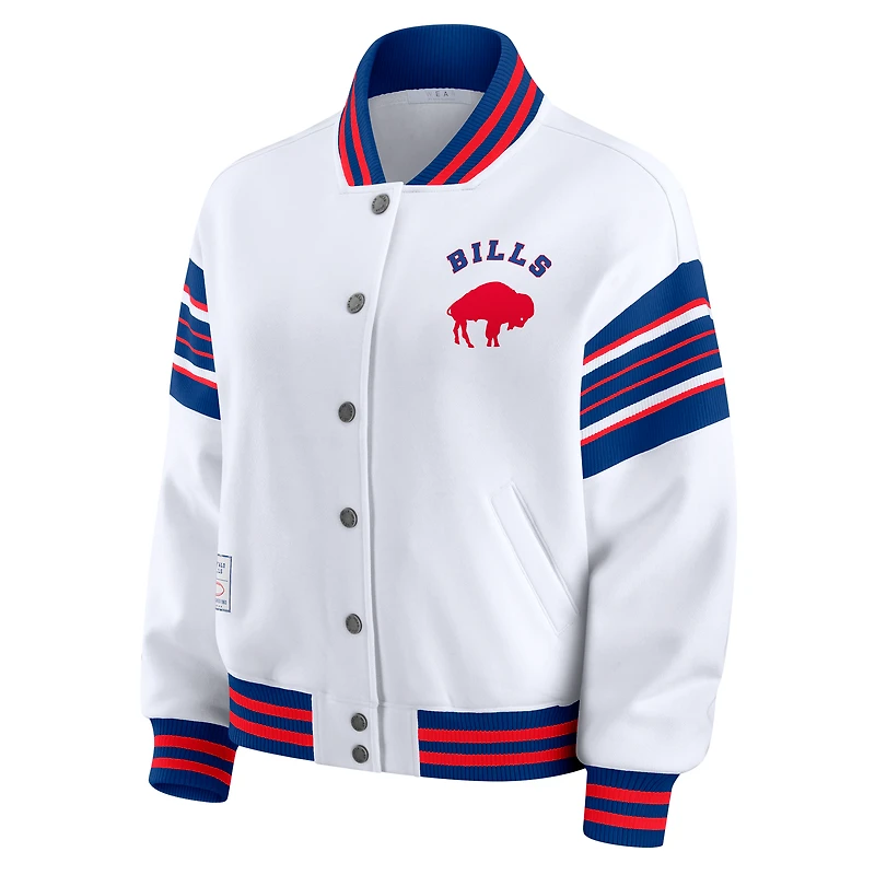 Veste sweat-shirt en polaire à boutons-pression grande taille pour femme WEAR by Erin Andrews, motif Buffalo Bills blanc