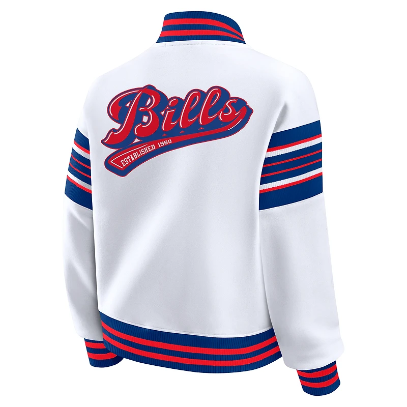 Veste sweat-shirt en polaire à boutons-pression grande taille pour femme WEAR by Erin Andrews, motif Buffalo Bills blanc