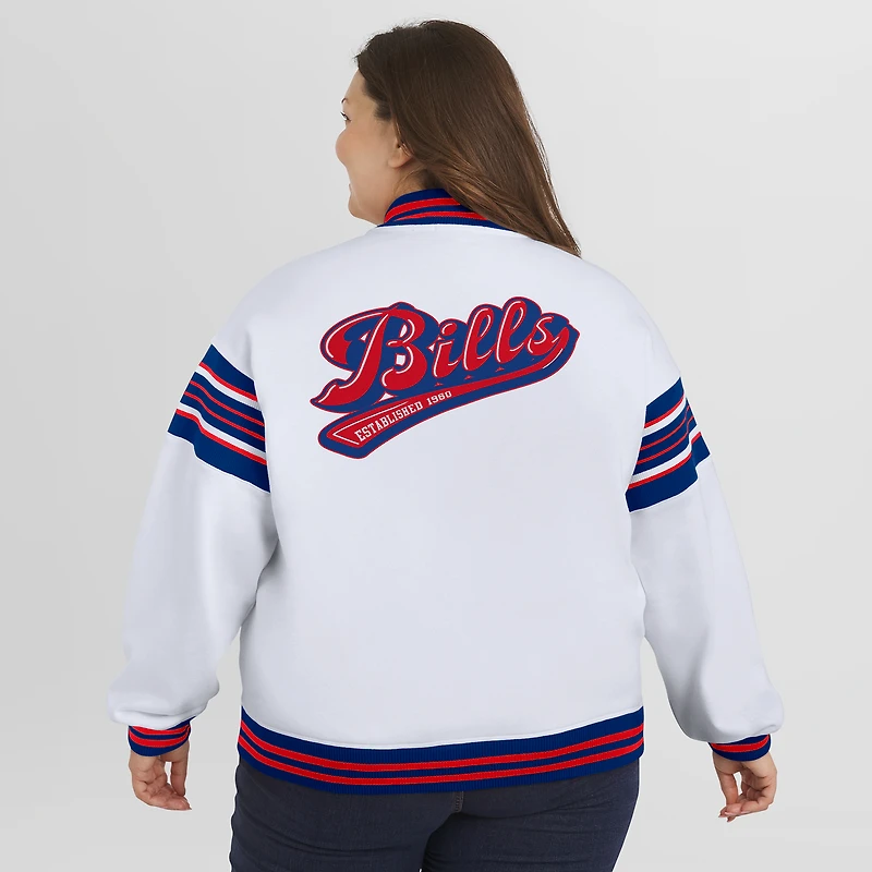 Women's WEAR by Erin Andrews White Buffalo Bills Plus Full-Snap Fleece Sweatshirt Jacket