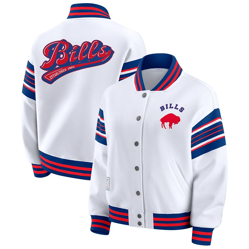 Women's WEAR by Erin Andrews White Buffalo Bills Plus Full-Snap Fleece Sweatshirt Jacket