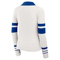 Women's WEAR by Erin Andrews White Buffalo Bills Ribbed Henley Polo Sweater