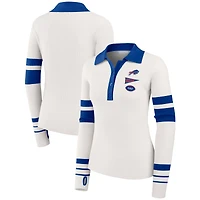 Pull polo Henley côtelé blanc Buffalo Bills pour femme WEAR by Erin Andrews