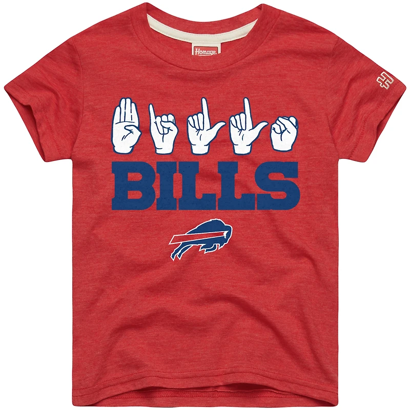 Youth Homage Red Buffalo Bills Love Sign x ASL 2.0 Tri-Blend T-Shirt