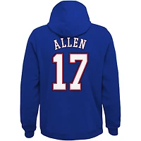 Sweat à capuche avec nom et numéro du joueur principal des Royal Buffalo Bills Josh Allen pour jeunes