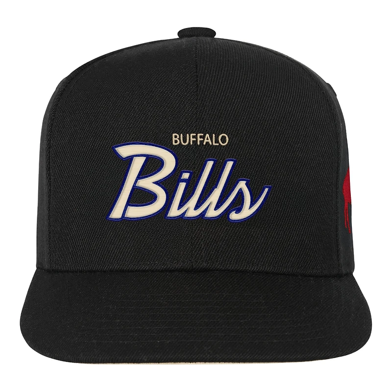 Casquette snapback Mitchell & Ness noire Buffalo Bills crème pour jeunes