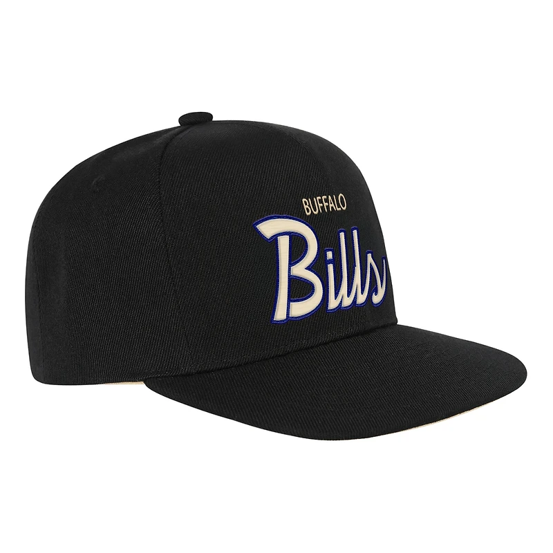 Casquette snapback Mitchell & Ness noire Buffalo Bills crème pour jeunes