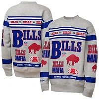Youth Mitchell & Ness Gray Buffalo Bills Throwback All-Over Print Fleece Sweatshirt