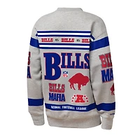Youth Mitchell & Ness Gray Buffalo Bills Throwback All-Over Print Fleece Sweatshirt