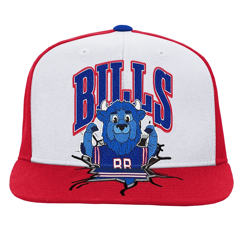 Youth Mitchell & Ness  White Buffalo Bills Team Mascot Snapback Hat