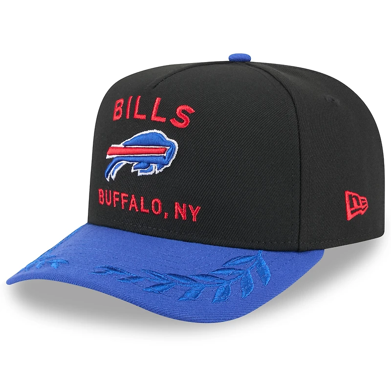Casquette snapback A-Frame 9FIFTY noire/bleue New Era pour jeunes Buffalo Bills, repêchage NFL 2025