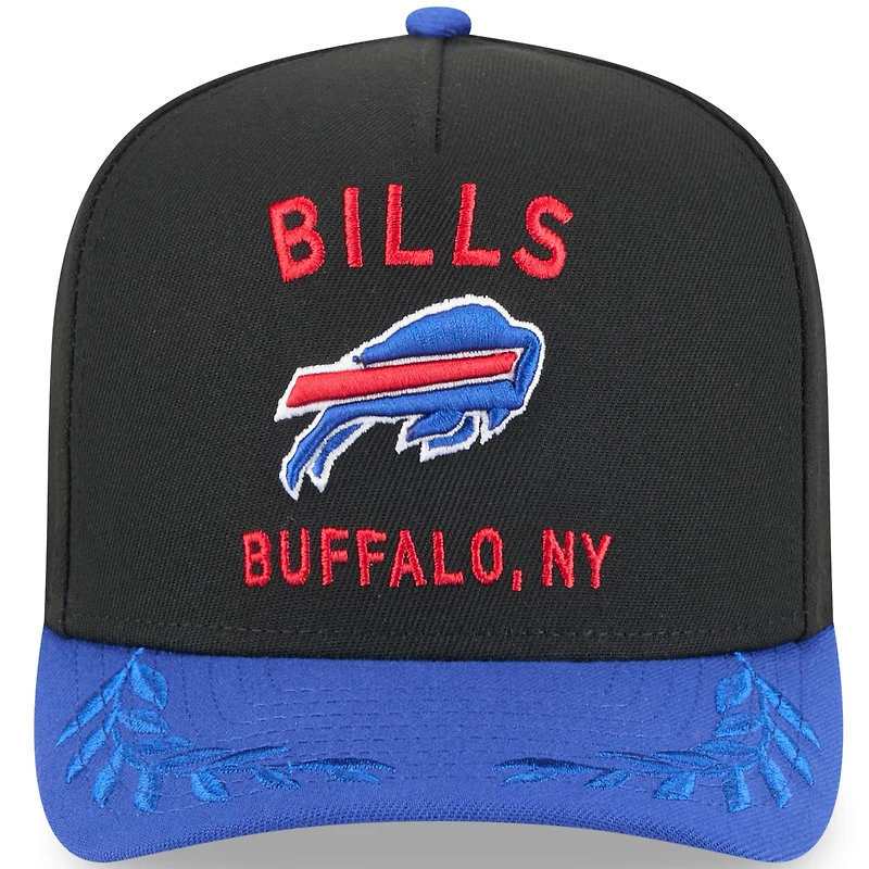 Casquette snapback A-Frame 9FIFTY noire/bleue New Era pour jeunes Buffalo Bills, repêchage NFL 2025