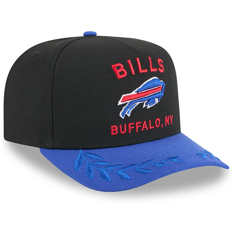 Casquette snapback A-Frame 9FIFTY noire/bleue New Era pour jeunes Buffalo Bills, repêchage NFL 2025