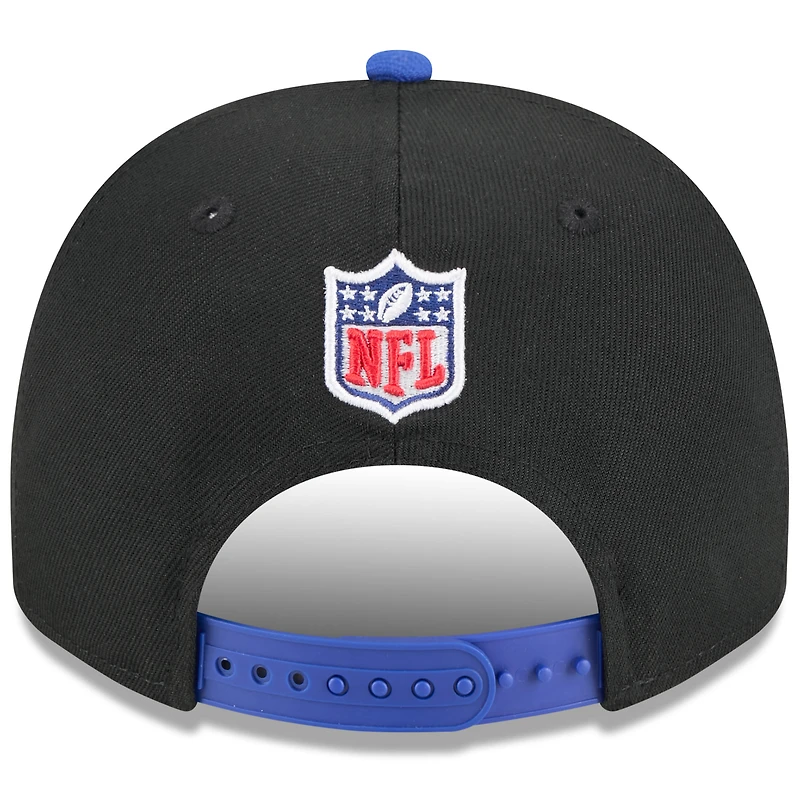 Casquette snapback A-Frame 9FIFTY noire/bleue New Era pour jeunes Buffalo Bills, repêchage NFL 2025