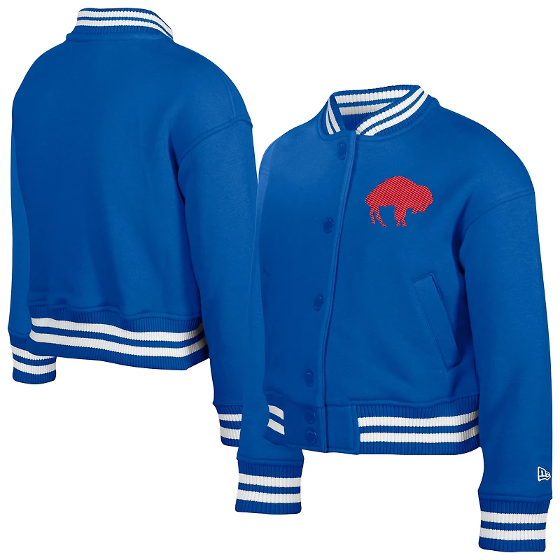 Veste polaire à boutons-pression New Era Royal Buffalo Bills Throwback Chenille Applique pour jeune