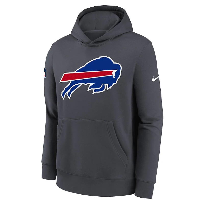 Sweat à capuche Nike Anthracite Buffalo Bills 2025 Sideline Club Fleece pour jeune