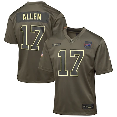 Youth Nike Josh Allen Olive Buffalo Bills 2025 Salute to Service Game Jersey