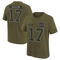 T-shirt Nike pour jeune Josh Allen Olive Buffalo Bills 2025 Salute to Service avec nom et numéro
