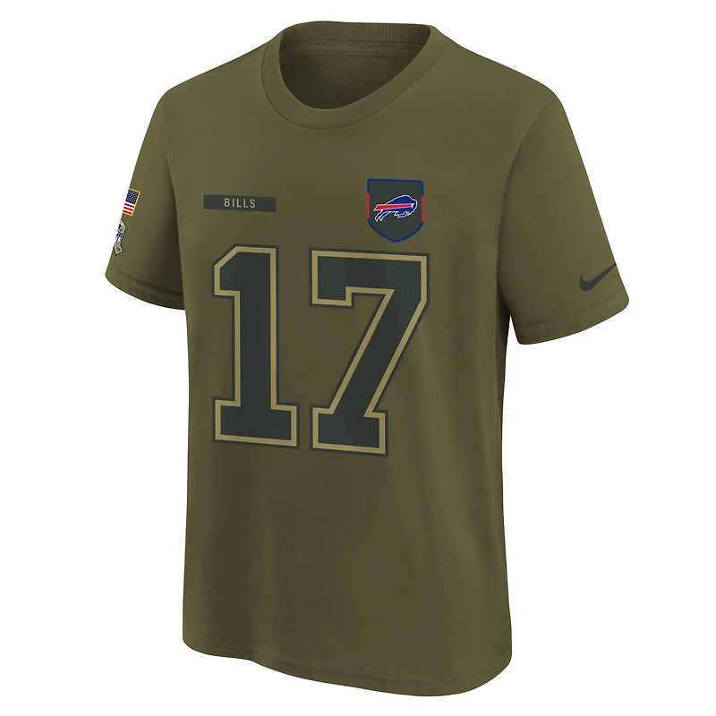 Youth Nike Josh Allen Olive Buffalo Bills 2025 Salute to Service Name & Number T-Shirt