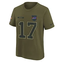 Youth Nike Josh Allen Olive Buffalo Bills 2025 Salute to Service Name & Number T-Shirt