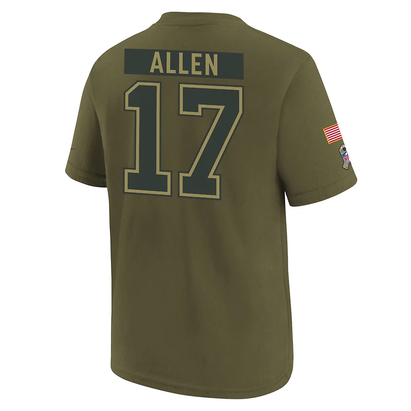 T-shirt Nike pour jeune Josh Allen Olive Buffalo Bills 2025 Salute to Service avec nom et numéro