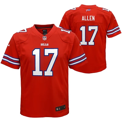 Maillot de match Nike Josh Allen Red Buffalo Bills pour jeune