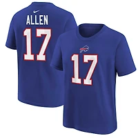 T-shirt avec nom et numéro de joueur Nike Josh Allen Royal Buffalo Bills pour jeunes