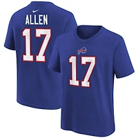 T-shirt avec nom et numéro de joueur Nike Josh Allen Royal Buffalo Bills pour jeunes