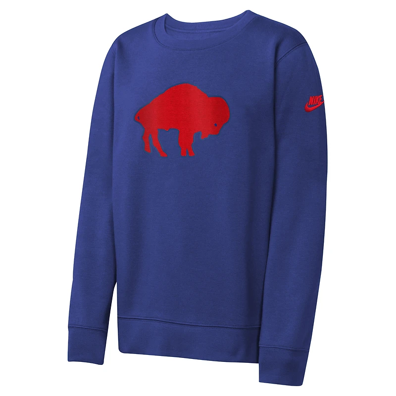 Youth Nike Royal Buffalo Bills Rewind Club Pullover Sweatshirt