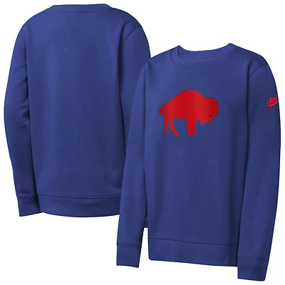 Youth Nike Royal Buffalo Bills Rewind Club Pullover Sweatshirt
