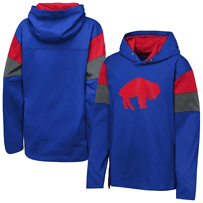 Youth Outerstuff Royal Buffalo Bills Play Harder Long Sleeve Hooded T-Shirt