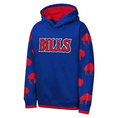 Youth Outerstuff Royal Buffalo Bills Retro Draft Day Chenille Pullover Hoodie