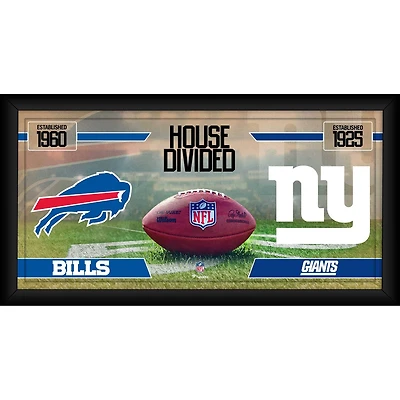 Buffalo Bills vs. New York Giants Framed 10" x 20" House Divided Football Collage
