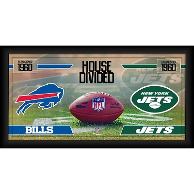 Buffalo Bills vs. New York Jets Framed 10" x 20" House Divided Football Collage