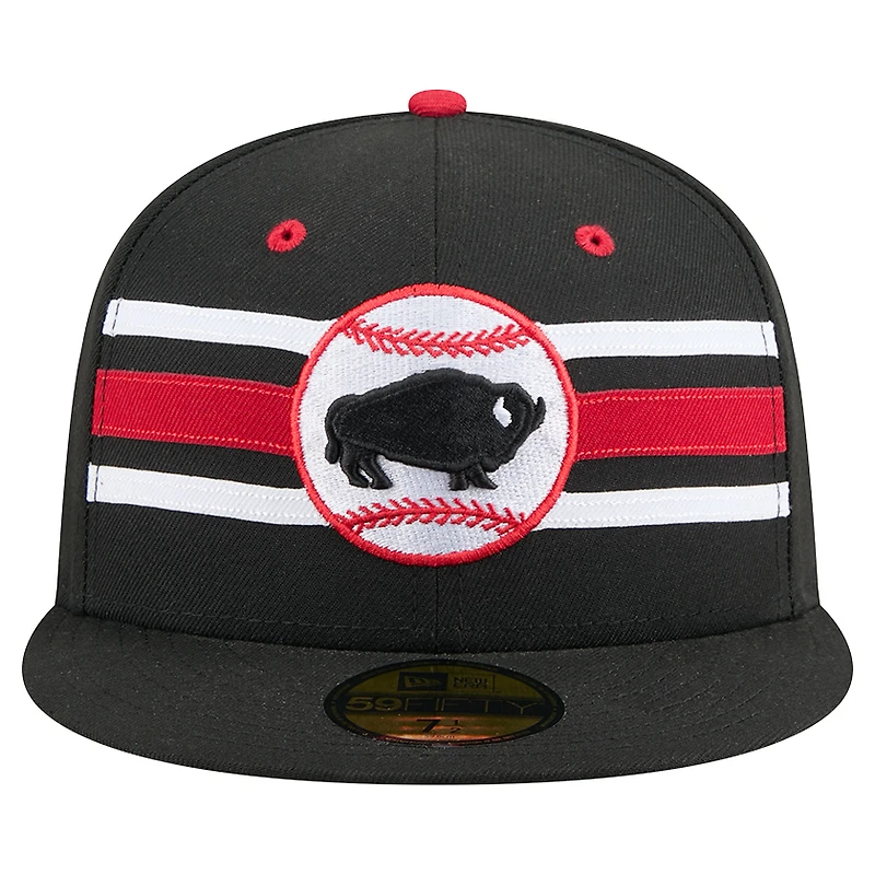 Men's New Era  Black Buffalo Bisons Theme Nights 59FIFTY Fitted Hat