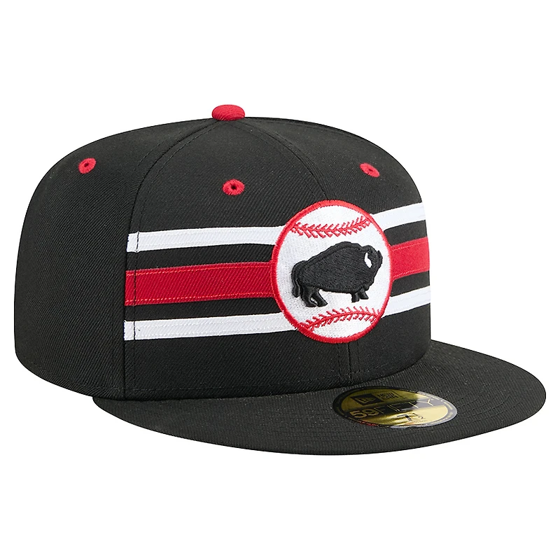 Men's New Era  Black Buffalo Bisons Theme Nights 59FIFTY Fitted Hat