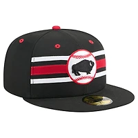Men's New Era  Black Buffalo Bisons Theme Nights 59FIFTY Fitted Hat
