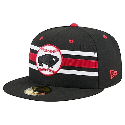 Men's New Era  Black Buffalo Bisons Theme Nights 59FIFTY Fitted Hat