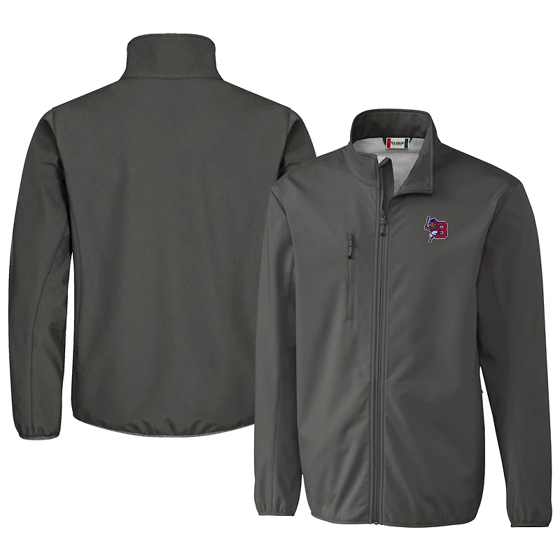 Men's Cutter & Buck Steel Buffalo Bisons Clique Trail Eco Stretch Softshell Full-Zip Jacket