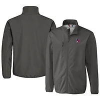 Men's Cutter & Buck Steel Buffalo Bisons Clique Trail Eco Stretch Softshell Full-Zip Jacket